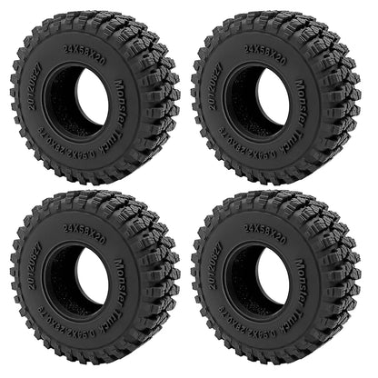 YEAHRUN 4Pcs 1.0inch Soft Rubber Wheel Tires 50/54/58/62/64/65mm for TRX-4M 1/18 Axial SCX24 1/24 RC Crawler Car Upgrade Parts-EXPROTAS