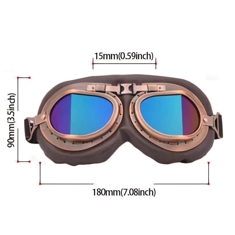 Vintage Motorcycle Pilot Goggles Retro Motocross Jet Scooter Off-Road Riding Glasses