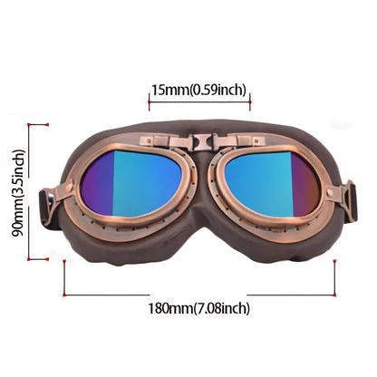 Vintage Motorcycle Pilot Goggles Retro Motocross Jet Scooter Off-Road Riding Glasses