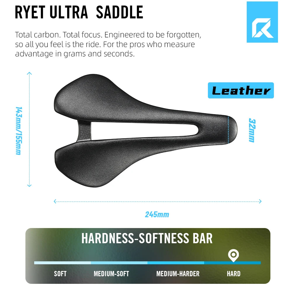 RYET Full Carbon Bike Saddle 81g 87g 7x9mm Carbon Rails Road MTB Gravel