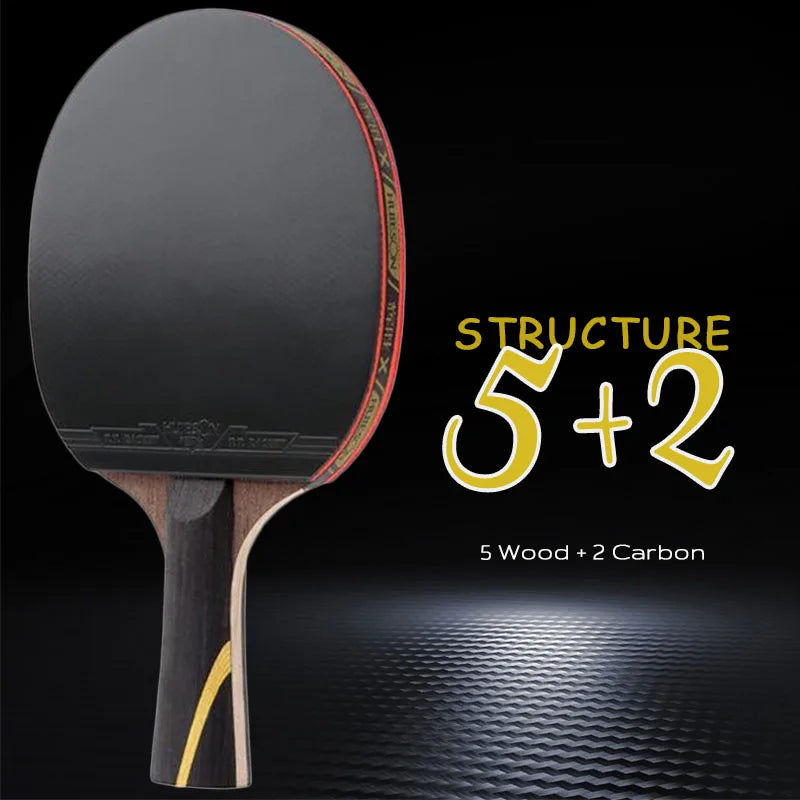 Huieson 5/6 Star Table Tennis Racket Carbon Offensive Ping Pong Racket Paddle with Cover Bag-EXPROTAS