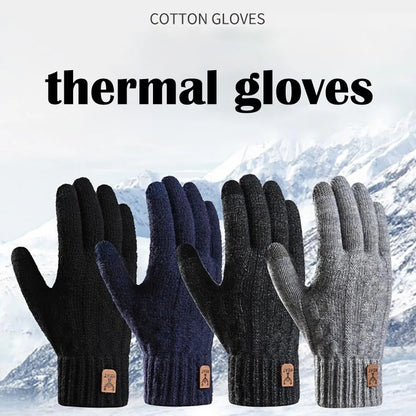 Men's Warm Wool Knitted Gloves Winter Touchscreen Thick Cold Proof Mittens