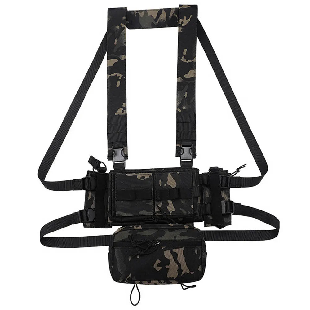 MOLLE Chest Rig Dangler Pouch Camo Vest Tactical Hunting Airsoft Training Bag