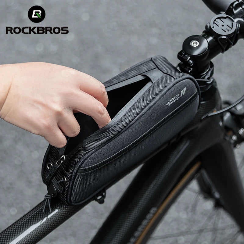 ROCKBROS 1.3L Waterproof Frame Tube Bag Portable MTB Road Bike Pannier with Jack