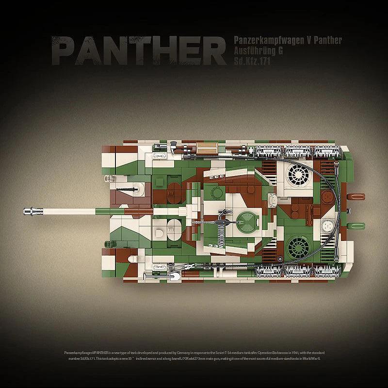 WW2 German Panther Medium Tank Building Blocks Military Brick Model Toy Set