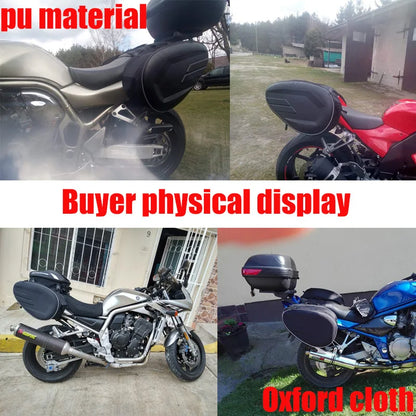 Motorcycle Saddle Bag Waterproof Riding Travel Bag with Rain Cover One Pair Short Eye-Catching Design for Motorbike Helmet