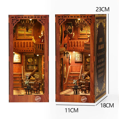 DIY Wooden Book Nook Mini Dollhouse 3D Puzzle Kit Bookshelf Insert Decor Gift - EXPROTAS