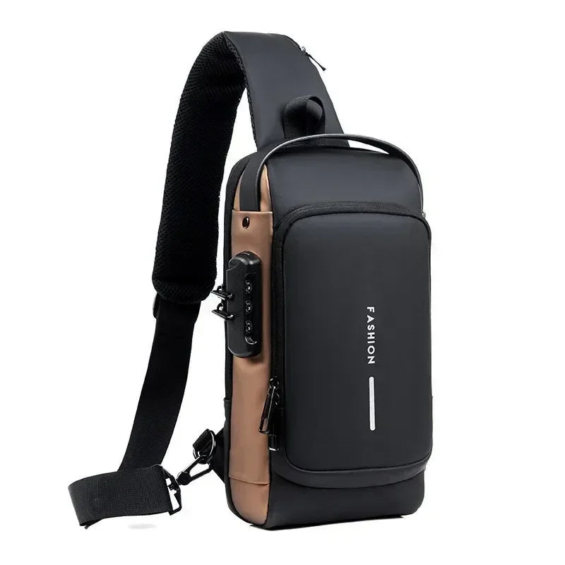 Men's Anti-Theft Chest Bag Crossbody Sling Pack with USB Charging