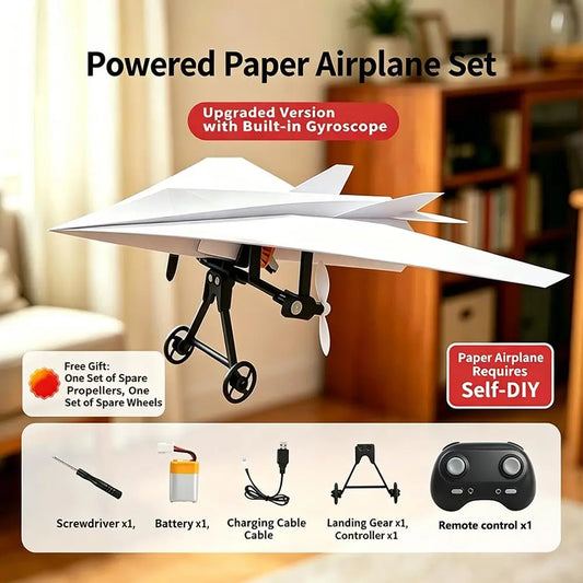 RC Paper Airplane Electric Remote Control Plane DIY Flying Toy Propellers