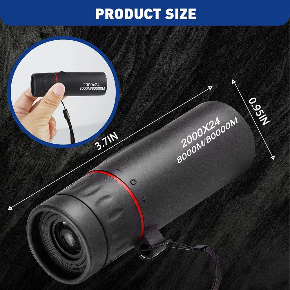 24x HD Monocular Telescope with Phone Adapter Pocket Scope Stargazing Travel