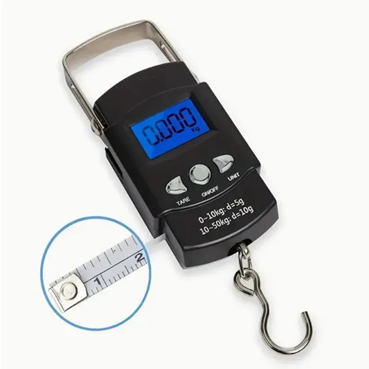 50kg/10g Portable LCD Hanging Scale w/ 100cm Tape for Travel & Luggage