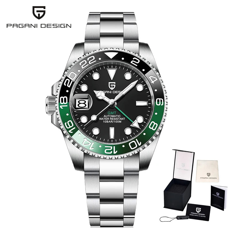 PAGANI Design PD-1662 Men’s Automatic Watch Stainless Steel Ceramic Bezel Waterproof