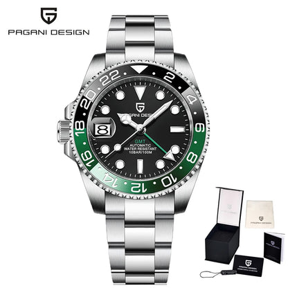 PAGANI Design PD-1662 Men’s Automatic Watch Stainless Steel Ceramic Bezel Waterproof