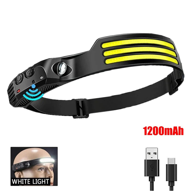 Rechargeable Head Lamp 1200mAh LED Waterproof Torch USB Headlamp Bright
