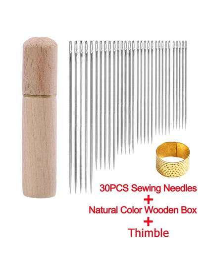 30Pcs Stainless Steel Blind Sewing Needles Self Threading for Elderly DIY