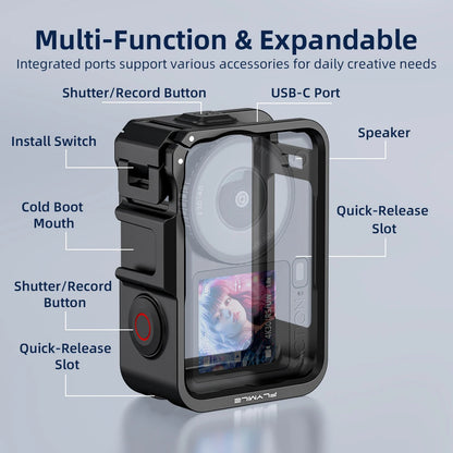 Protective Case for DJI Osmo Action 6 Camera Cage with Cold Shoe Mount