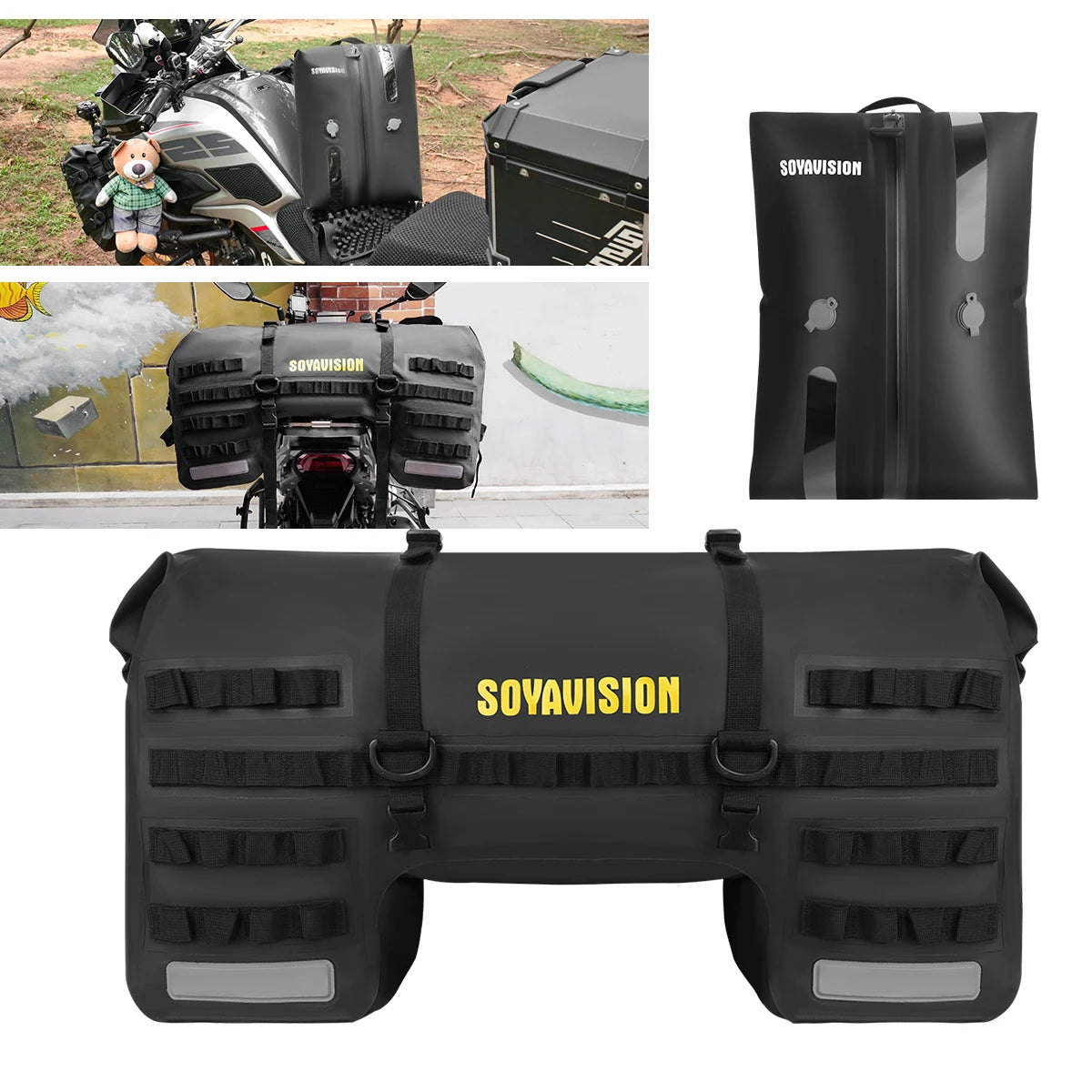 Waterproof Motorcycle Tail Bag Rear Seat Luggage 40-66L