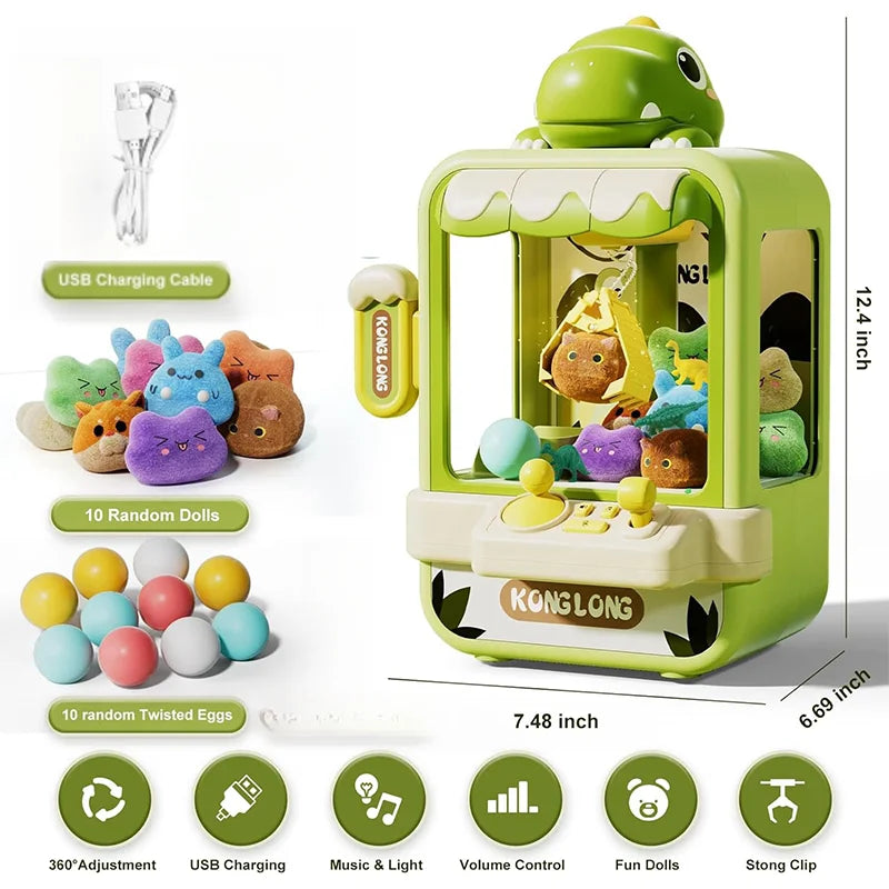 Arcade Game Adjustable Claw Machine for Kids Music Vending Toy