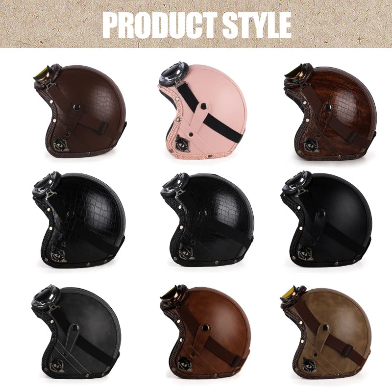 Uchoose Retro Motorcycle Helmet Open Face Chopper ABS Material Vintage