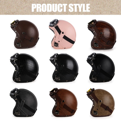 Uchoose Retro Motorcycle Helmet Open Face Chopper ABS Material Vintage