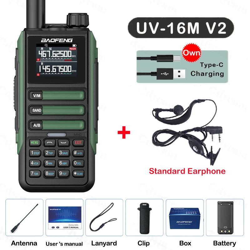 Baofeng UV16M Two Way Radio Walkie Talkie Long Range UHF VHF AM FM