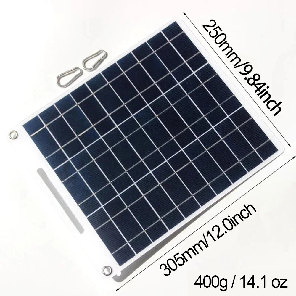Portable 100W Solar Charger Dual USB Waterproof Panel for Camping Hiking