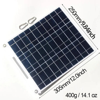Portable 100W Solar Charger Dual USB Waterproof Panel for Camping Hiking