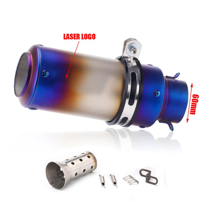 Universal Stainless Steel Slip-On Exhaust Muffler Carbon Look with DB Killer 51-60mm