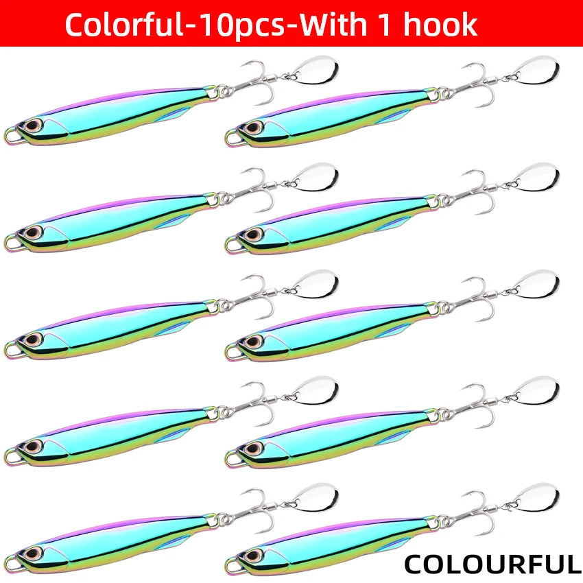 10pcs Fishing Lure Metal Jig Baits Sea Saltwater Casting Tackle 7g-80g