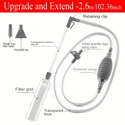 Fish Tank Siphon Vacuum Cleaner 1.7m Gravel Water Changer Aquarium Tool