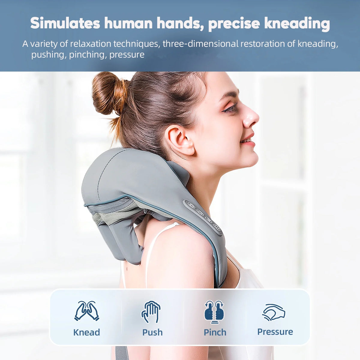 Shoulder Massager Wireless 26W Kneading Neck and Back Heat Shawl Wrap