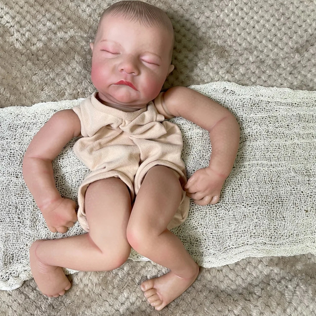 19" Reborn Doll Kit Levi Painted 3D Skin Veins Lifelike Parts with Cloth Body