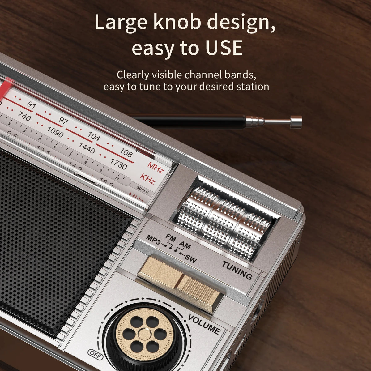 Long-lasting Battery Wireless Radio with Solar Charging & Multiple Play Modes
