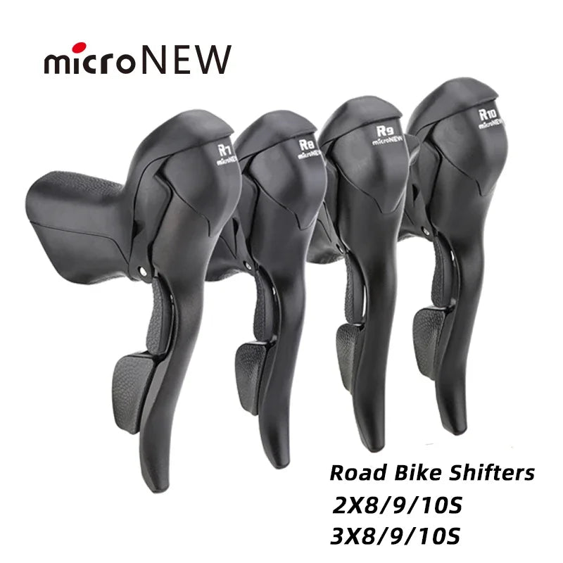MicroNEW Road Bike Shifters 2×7–2×10 3×7–3×11 Brake Lever Set Compatible Shimano - EXPROTAS