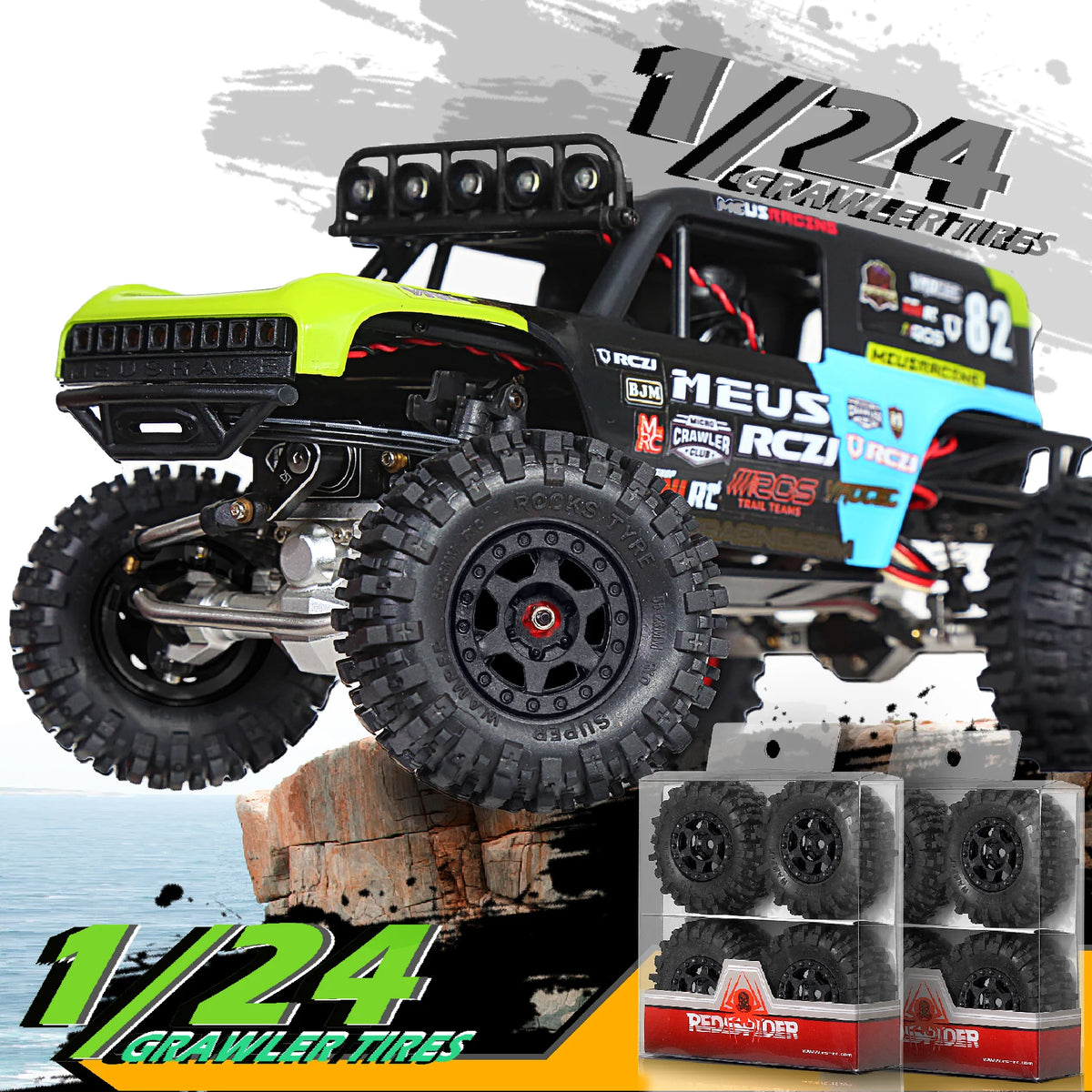 4Pcs Crawler Wheel Tires Beadlock for RC 1/18 TRX4M SCX24 FCX24 AX24