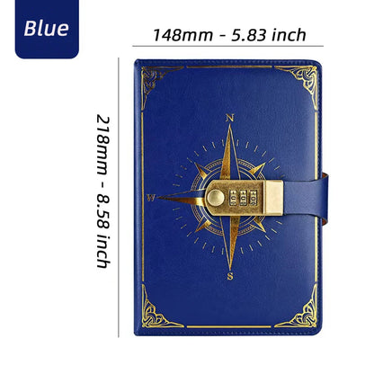 Retro Password Book A5 Lockable Notebook Diary Journal Travel Student