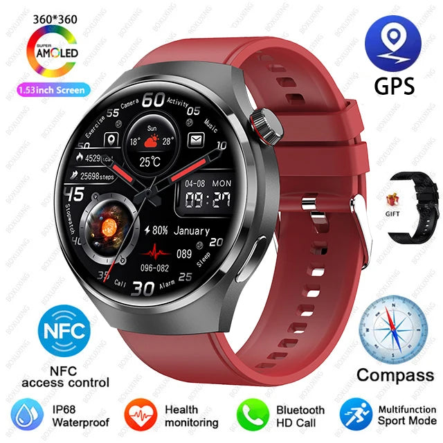 For Huawei GT4 PRO Smart Watch Men Watch 4 Pro AMOLED HD Screen Bluetooth Call GPS NFC Heart rate waterproof SmartWatch 2024 New-EXPROTAS