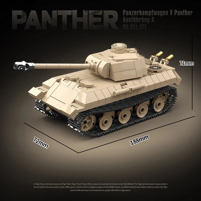 WW2 German Leopard Medium Tank Building Blocks Military Brick Model Educational Toy Gift