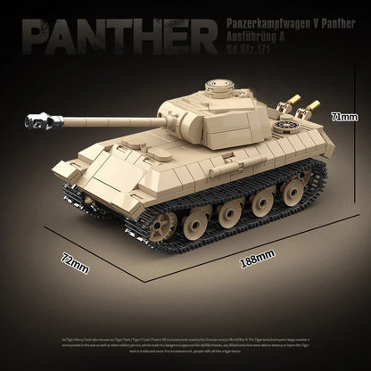 WW2 German Leopard Medium Tank Building Blocks Military Brick Model Educational Toy Gift