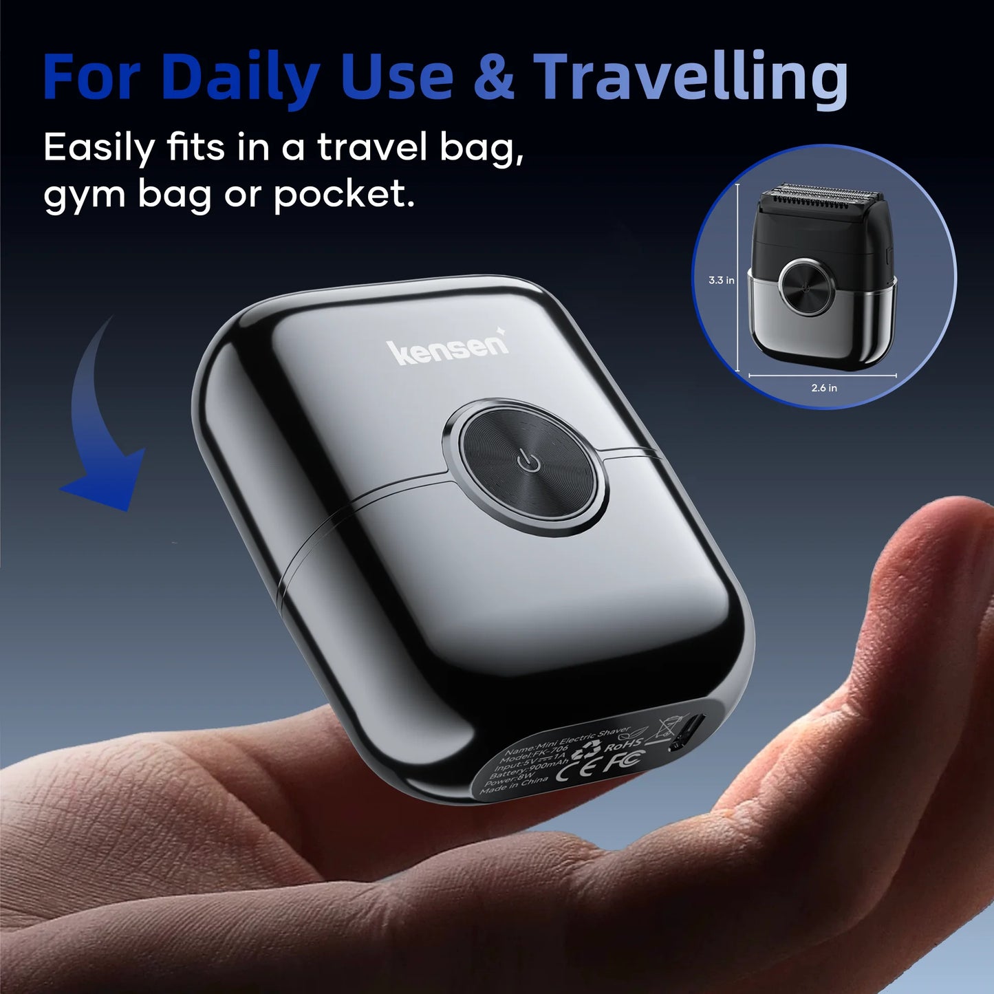 Portable Mini Electric Shaver for Men USB Rechargeable Travel Razor 8000RPM