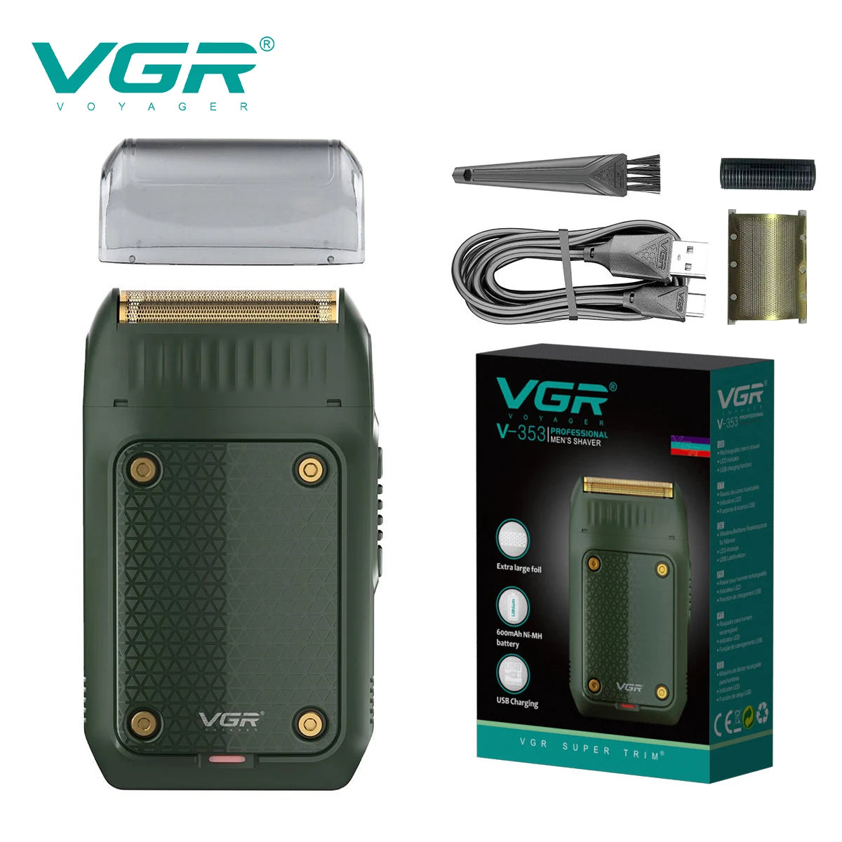 VGR Shaver Professional Razor Electric Mini Beard Trimmer USB Charge