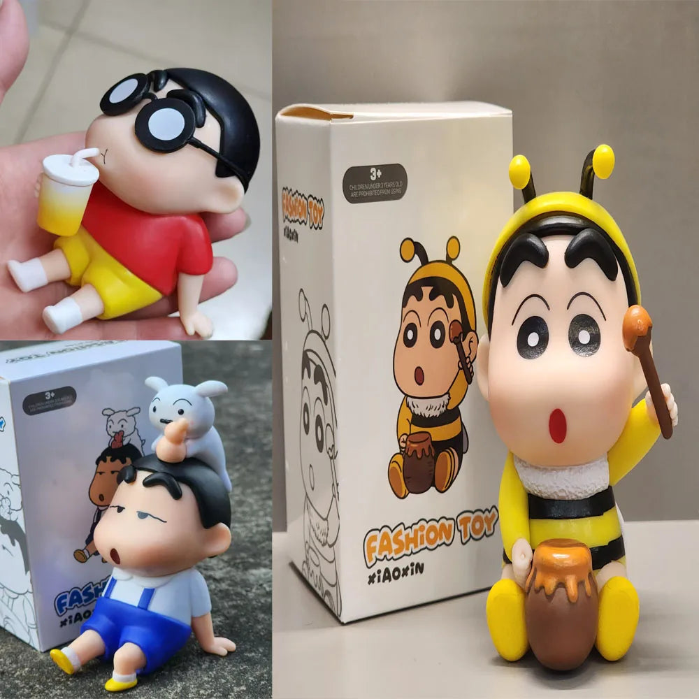 Crayon Shin-chan with Nohara Shiro Bee 10cm Anime Action Figure Model Toy