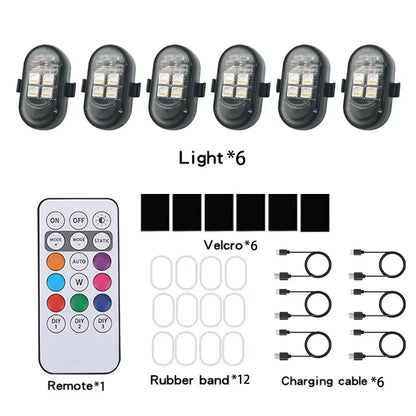 Wireless LED Strobe Lights for Motorcycle with USB Charging