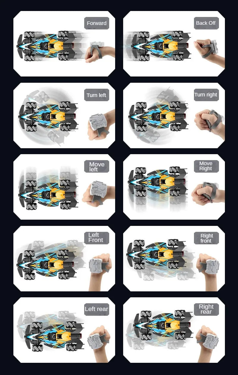 ZWN F1 RC Drift Car With Music Led Lights 2.4G Glove Gesture Radio Remote Control Stunt Cars 4WD Electric Children Toy vs Wltoys-EXPROTAS