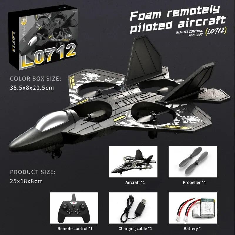 L0712 RC Plane 2.4G Remote Control Aircraft Gravity Sensing Helicopter Glider with Light EPP Foam Fighters for Boys Children-EXPROTAS