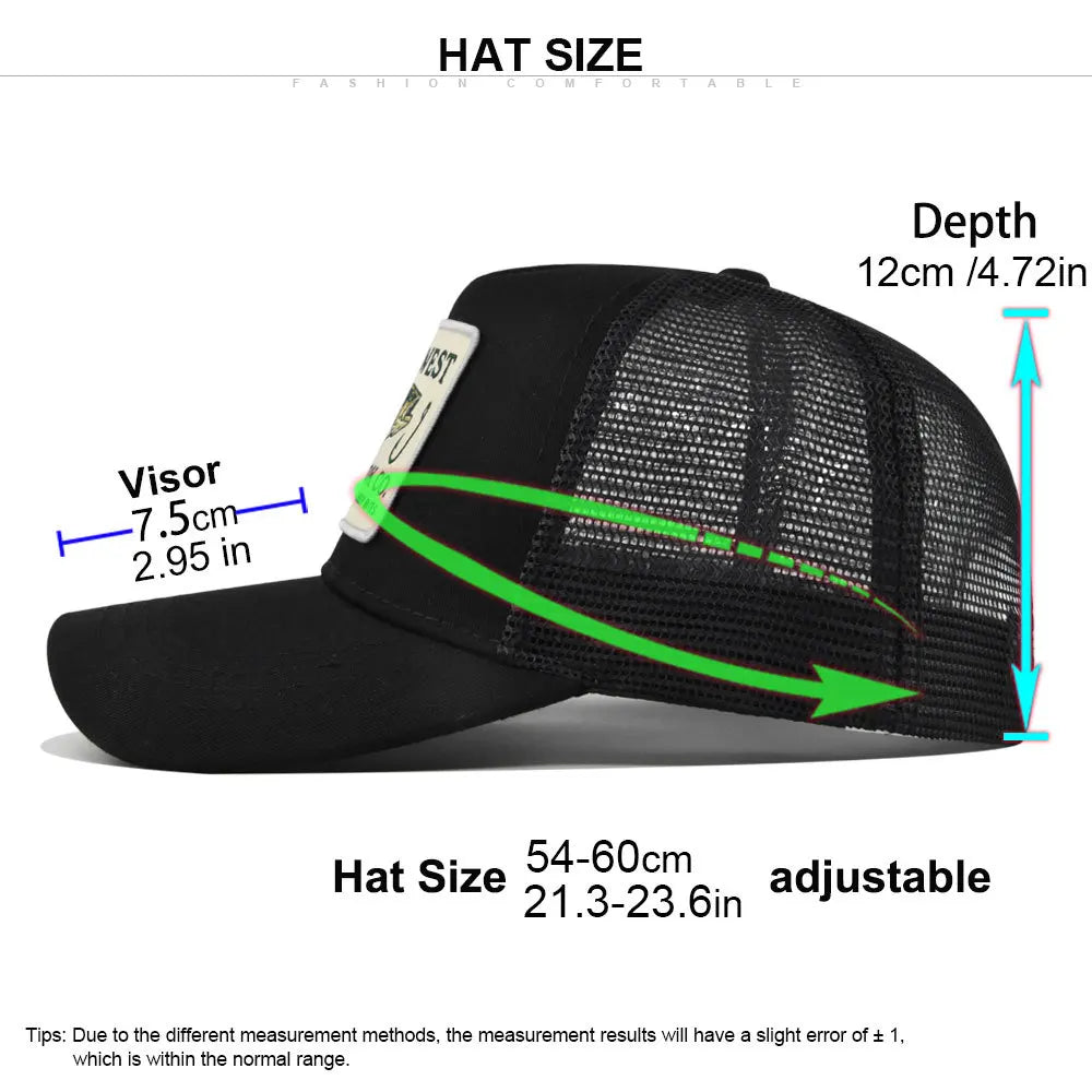 Mesh Fishing Cap Snapback Trucker Hat Breathable Unisex Outdoor