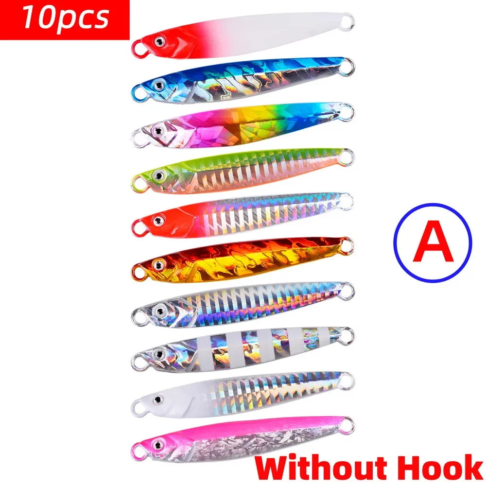 10Pcs Super Quatity Metal Casting Jig 7g-10g-14g-21g-28g-40g Shore Drag Cast Jigging Spoon Fishing Lure Artificial Bait Tackle
