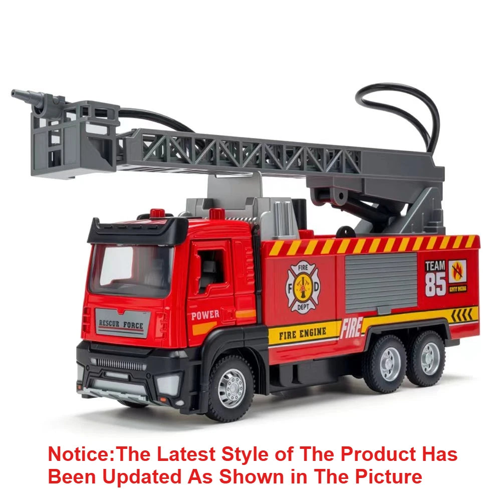 1:32 Scale Water Spray Fire Truck Model Toy Car Sound Light Pull Back