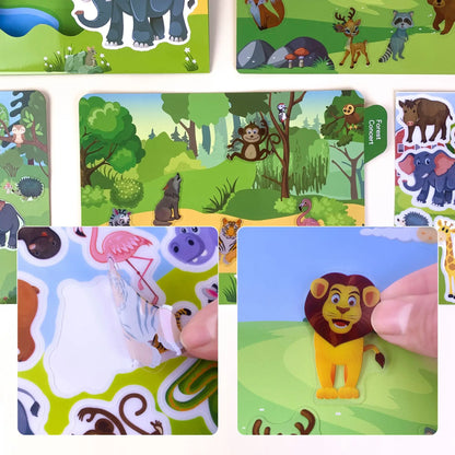 Children’s Reusable Scene Stickers DIY Puzzle Book Cartoon Animal Learning Toy Gift