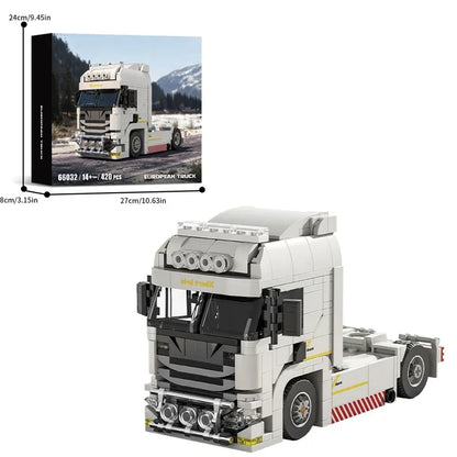421PCS European Truck Head Building Blocks Connectable Container Trailer Model Bricks Educational DIY Toys For Children's Gifts-EXPROTAS